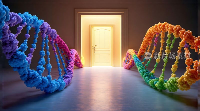 彩色DNA双螺旋通往光明之门