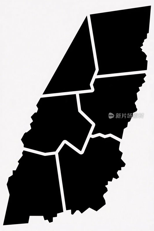 黑色区域划分地图轮廓图