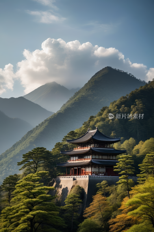 山脉宝塔高清风景图片