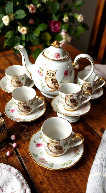 猫头鹰茶具套装展示