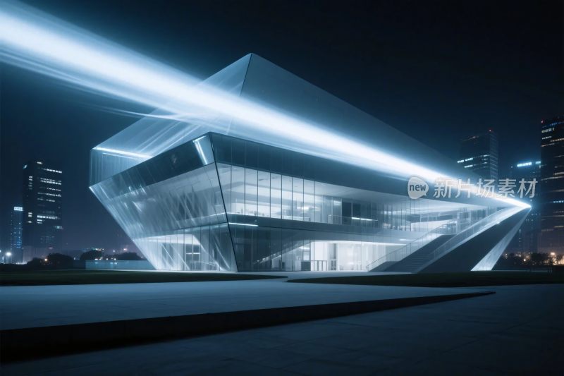 现代建筑夜间灯光效果
