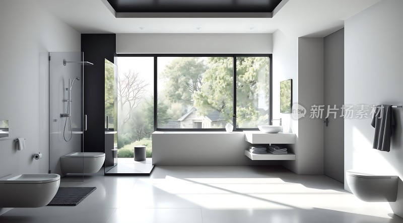 现代简约浴室大窗景致时尚卫浴设计