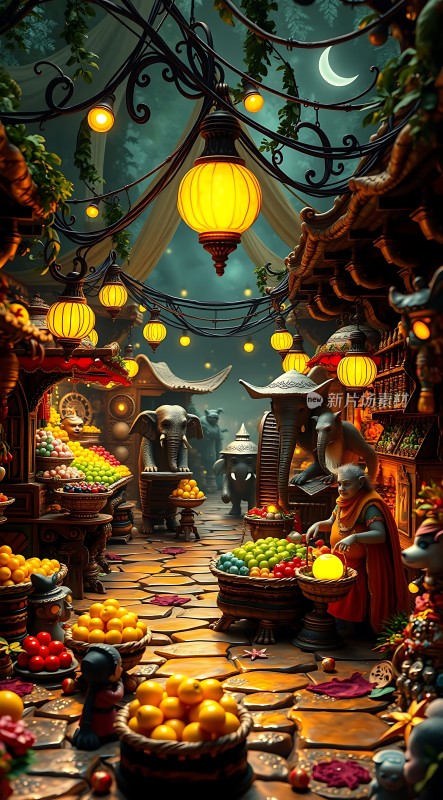 异域集市夜市繁华