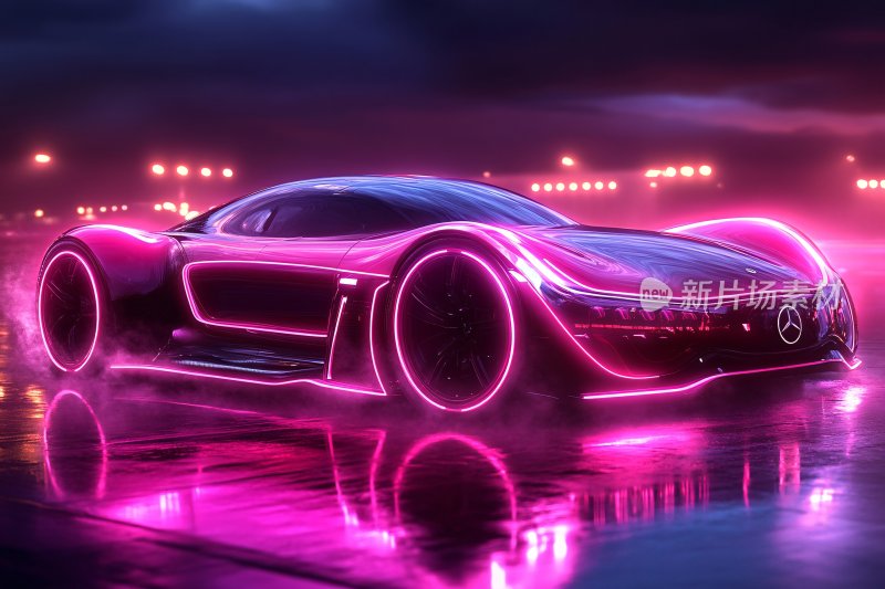 炫酷霓虹未来感跑车