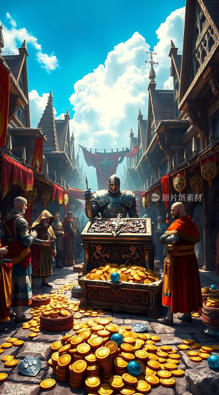 中世纪集市上的黄金交易