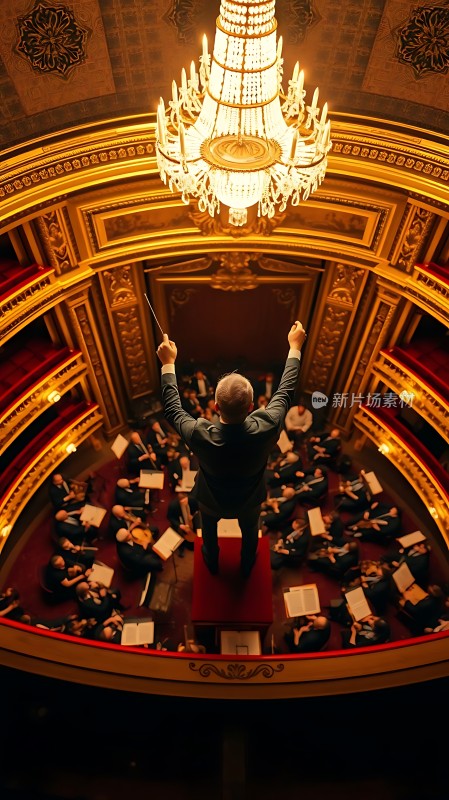 指挥家引领交响乐团演奏