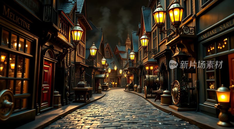 古街夜色灯火阑珊