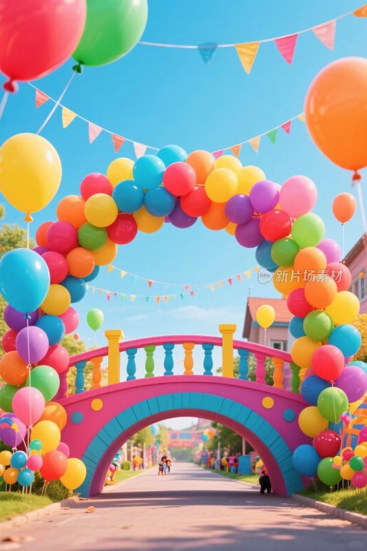 彩色气球装饰拱门