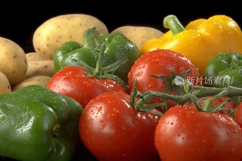 新鲜多样的蔬菜水果组合