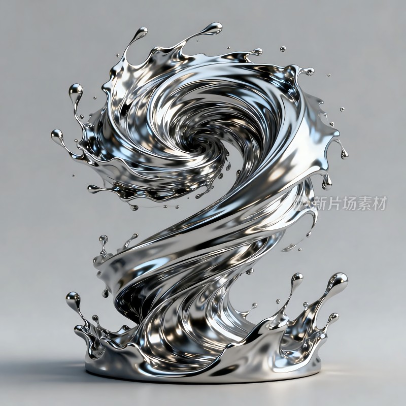 银色液体漩涡艺术