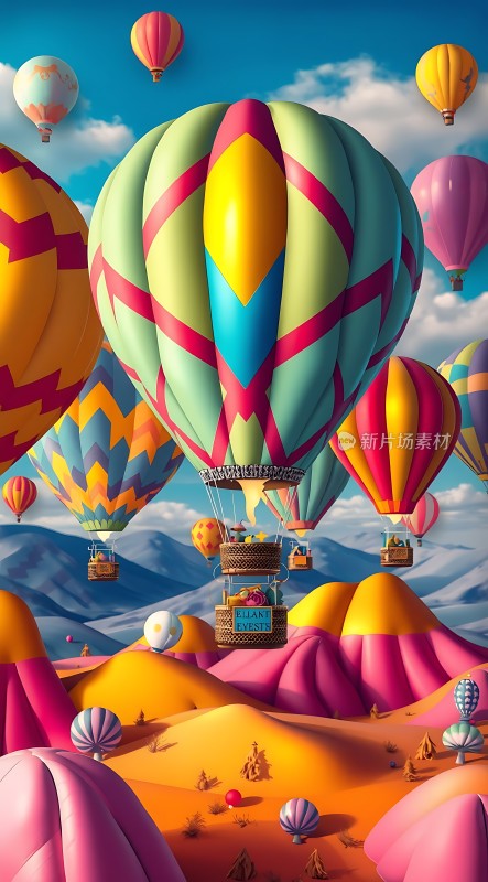彩色热气球梦幻之旅