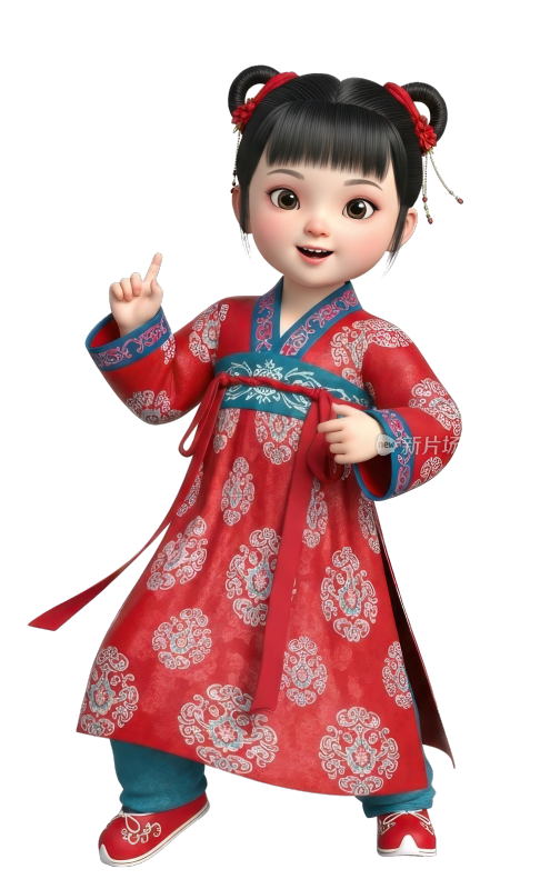 3D国风女童元素