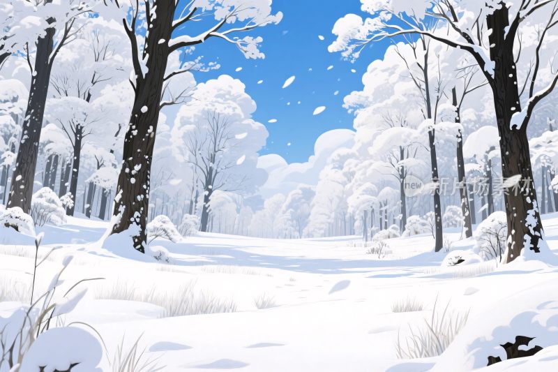 冬季雪景插画