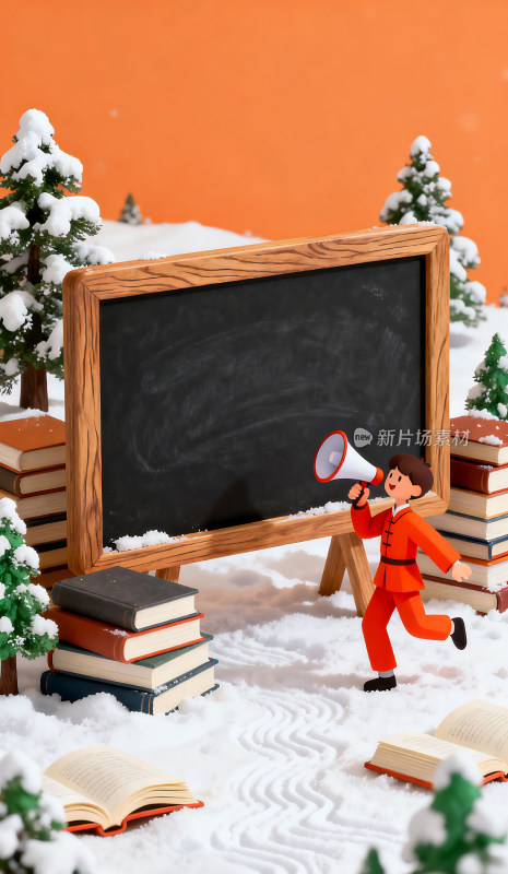 冬天寒假插画背景