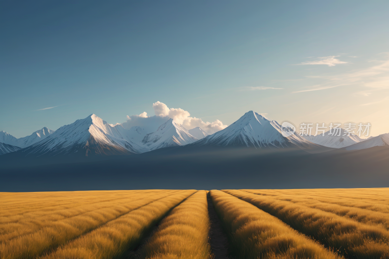 一片草地高高山清风景图片