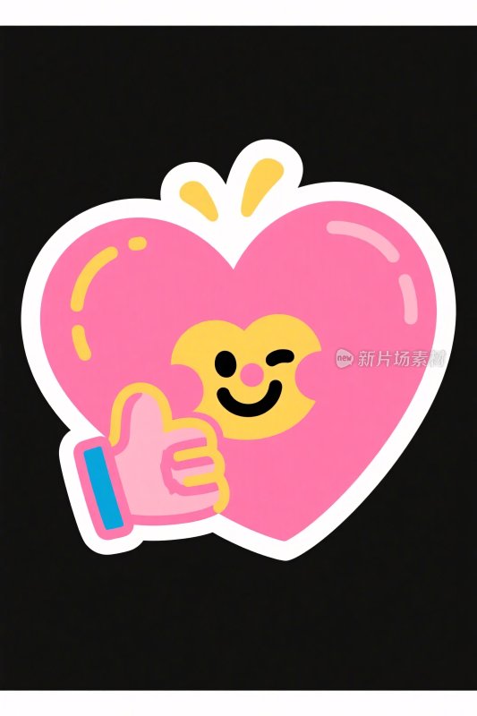 粉色爱心点赞插画
