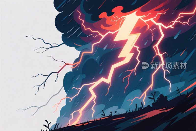 风暴闪电插画