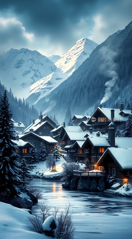 雪山下的温馨小镇