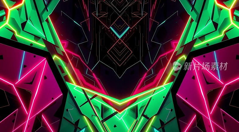 霓虹光影交错几何线条交织未来科技感十足