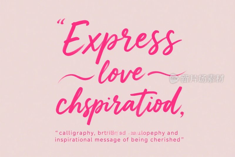 粉色手写字体标语