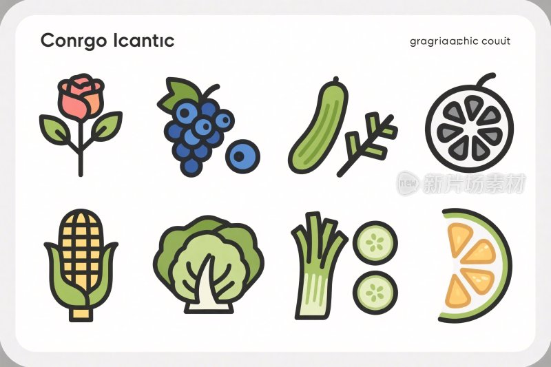 蔬菜水果插画图标