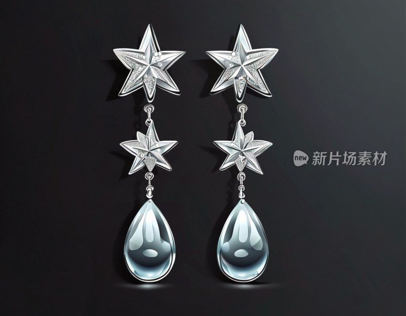 银色五角星耳环