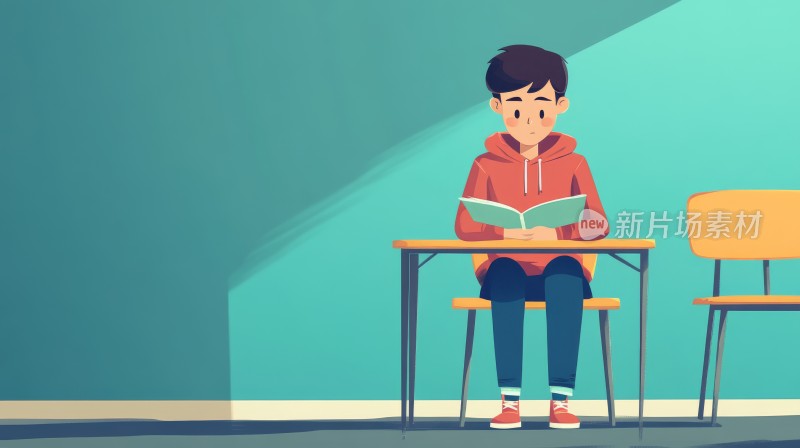 高考冲刺，努力学习的学生男孩卡通插画