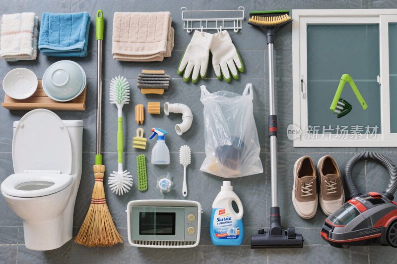 清洁用品整齐摆放图