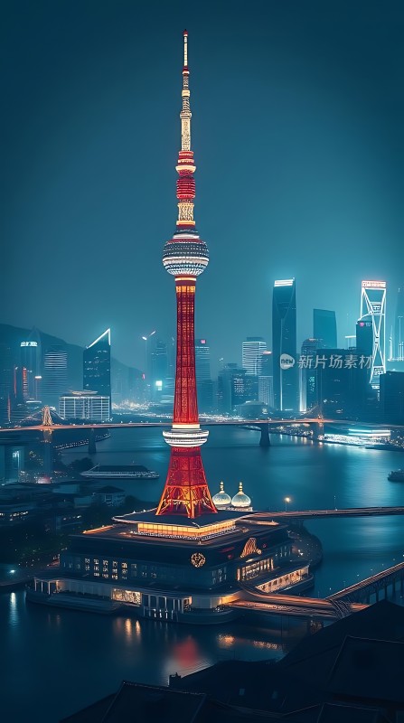 东方明珠与繁华都市夜景