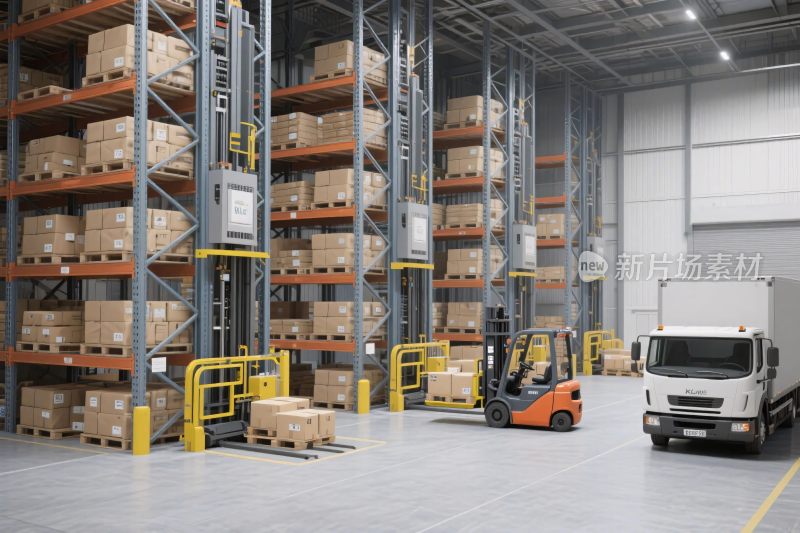 仓库叉车货架场景