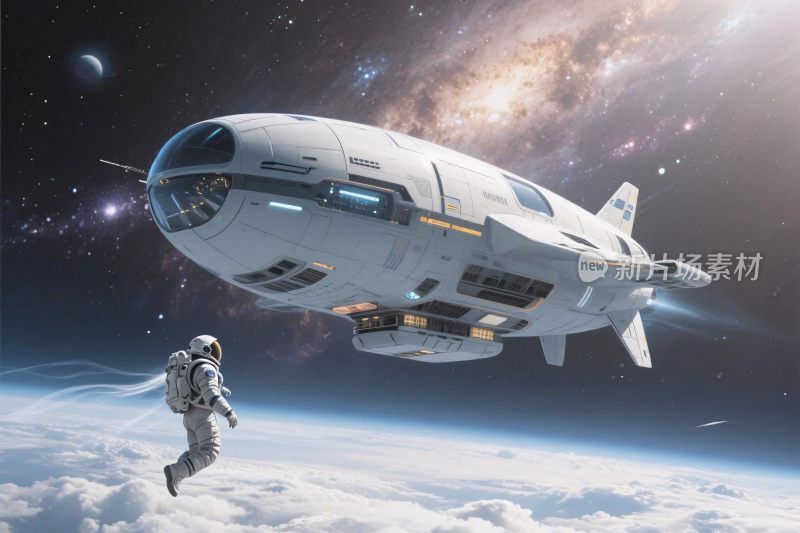 太空飞船与宇航员场景