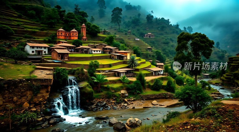 梯田村落山水画卷