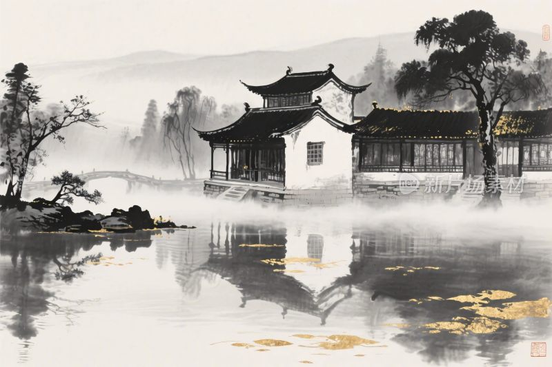 水墨山水古韵图