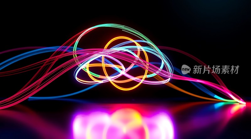 多彩光束交织的艺术画面