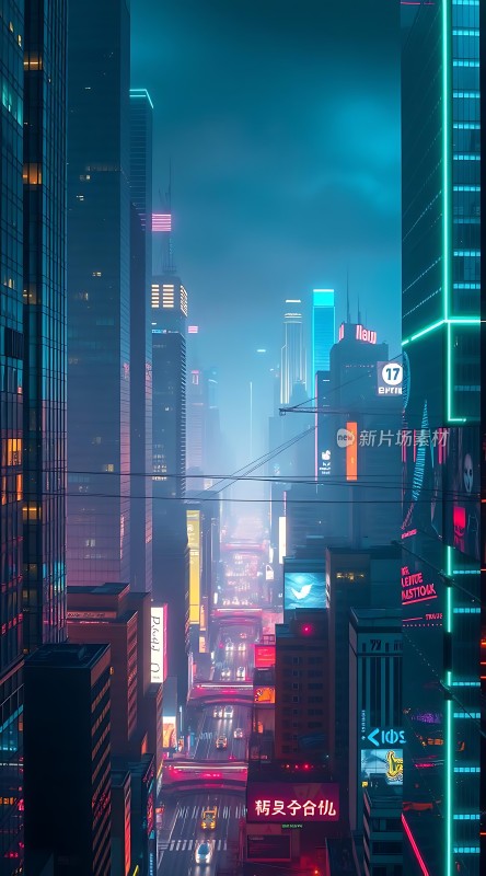 霓虹灯下的未来都市