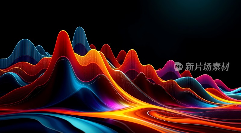 多彩山峦起伏光影交错展现未来科技感