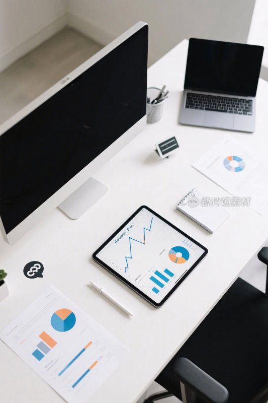 办公桌面数据图表场景