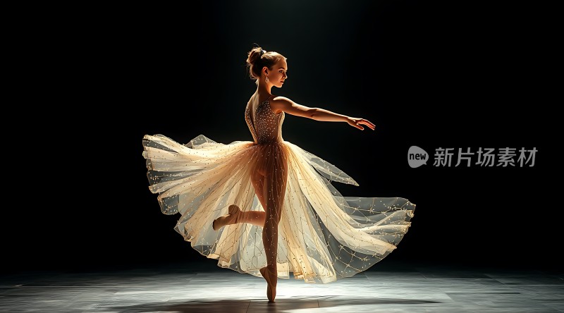 金色舞裙下的优雅旋转