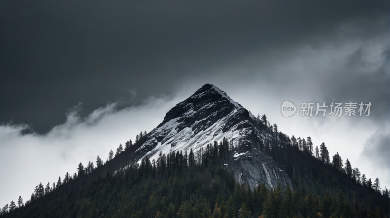 一座白雪覆盖的山峰高清风景图片