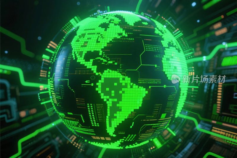 数字化绿色地球球体