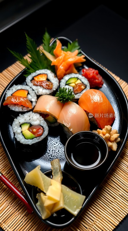 寿司拼盘色彩丰富搭配精美