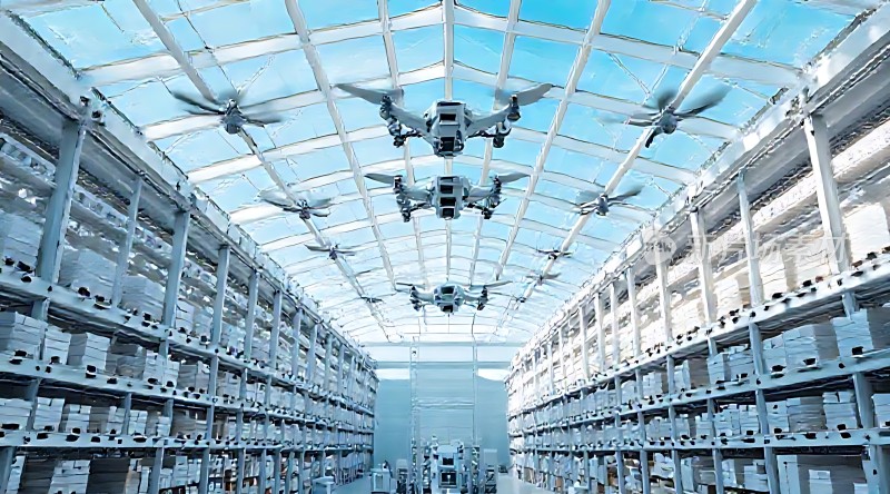 智能仓库无人机搬运货物