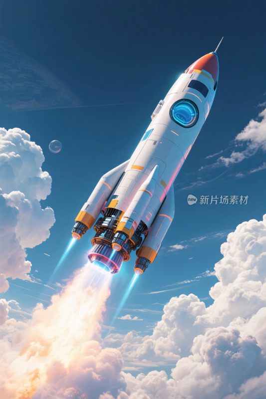 火箭发射升空插画