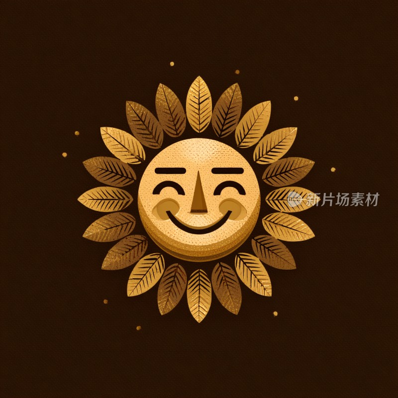 金色笑脸太阳插画