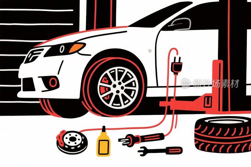 汽车维修场景插画