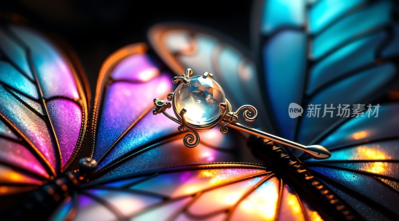 蝴蝶翅膀上的宝石装饰