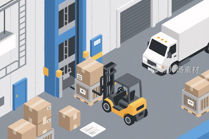 仓库物流运输插画