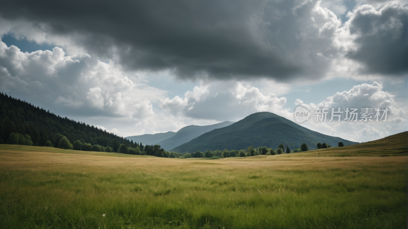 有一片田野一座山风景图片