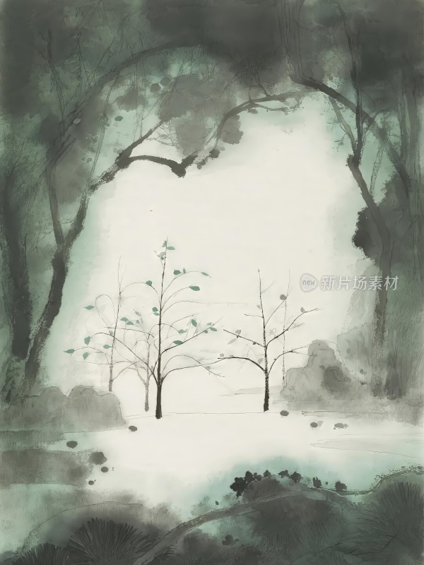 烟雨朦胧林中景象