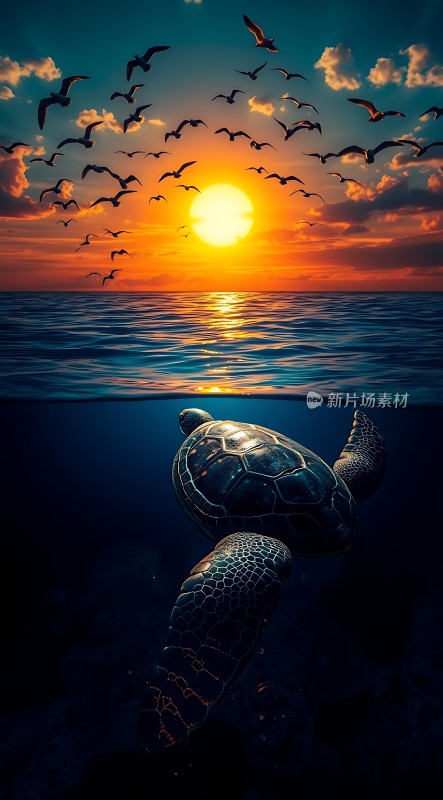 海龟与日落